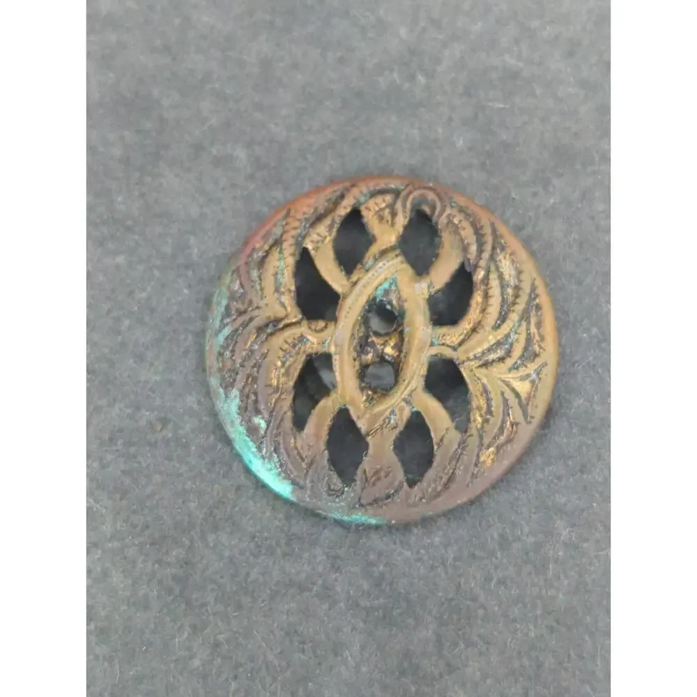 LOT HH of 10 Antique Vintage Victorian Brass Mixed Materials Buttons ESTATE FIND